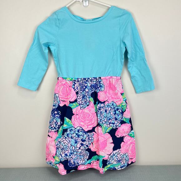 Lilly Pulitzer Girls Mochi Dress High Tide Navy Hey Hey Bouquet XL - Picture 1 of 7